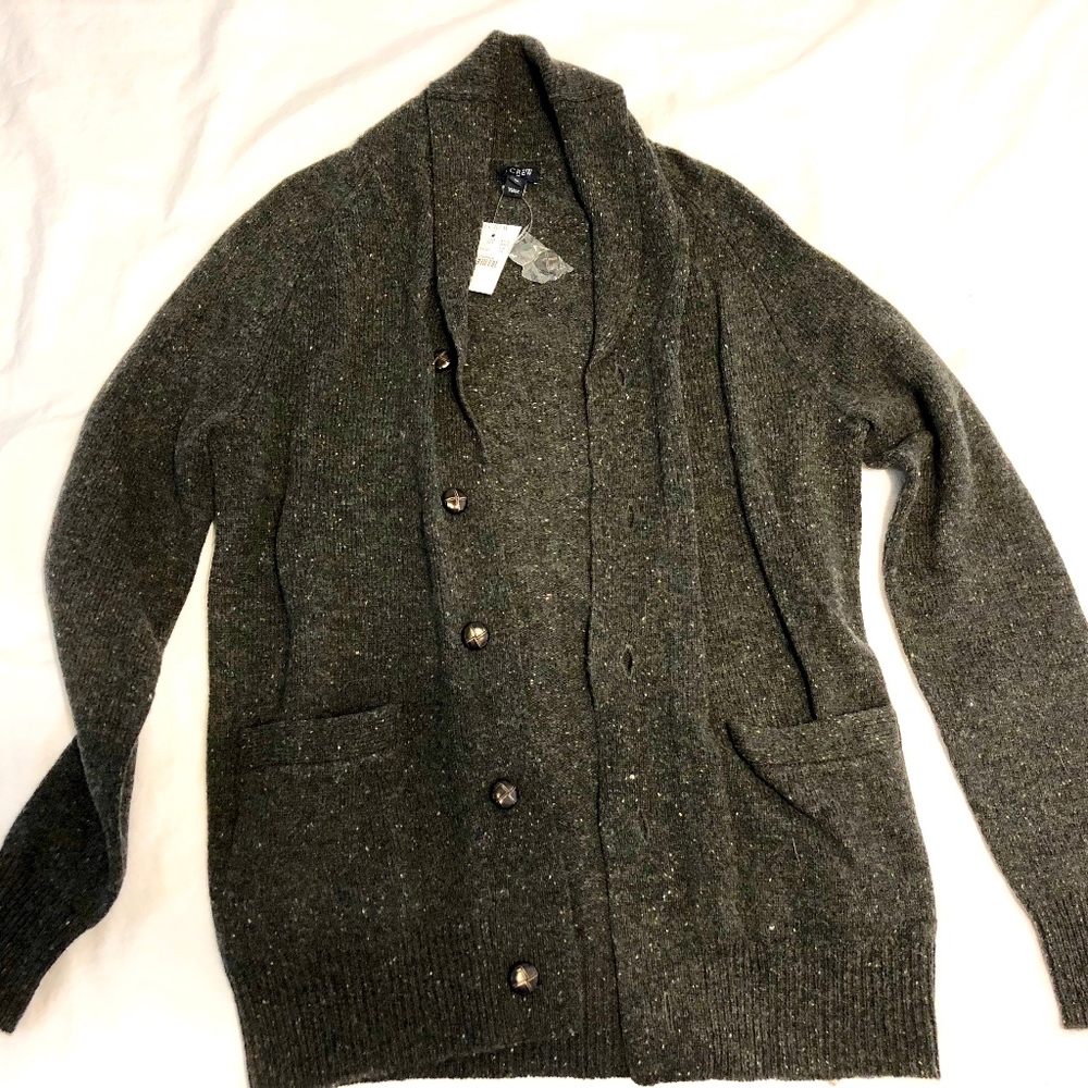 NWT J Crew Wool Shawl Cardigan (XS) Charcoal
